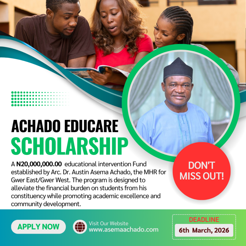 SPEECH BY ARC. DR. AUSTIN ASEMA ACHADO, FNIA, MEMBER REPRESENTING GWER EAST/GWER WEST FEDERAL CONSTITUENCY, AT THE INAUGURATION OF THE ACHADO EDUCARE SCHOLARSHIP COMMITTEE AND PORTAL LAUNCH.